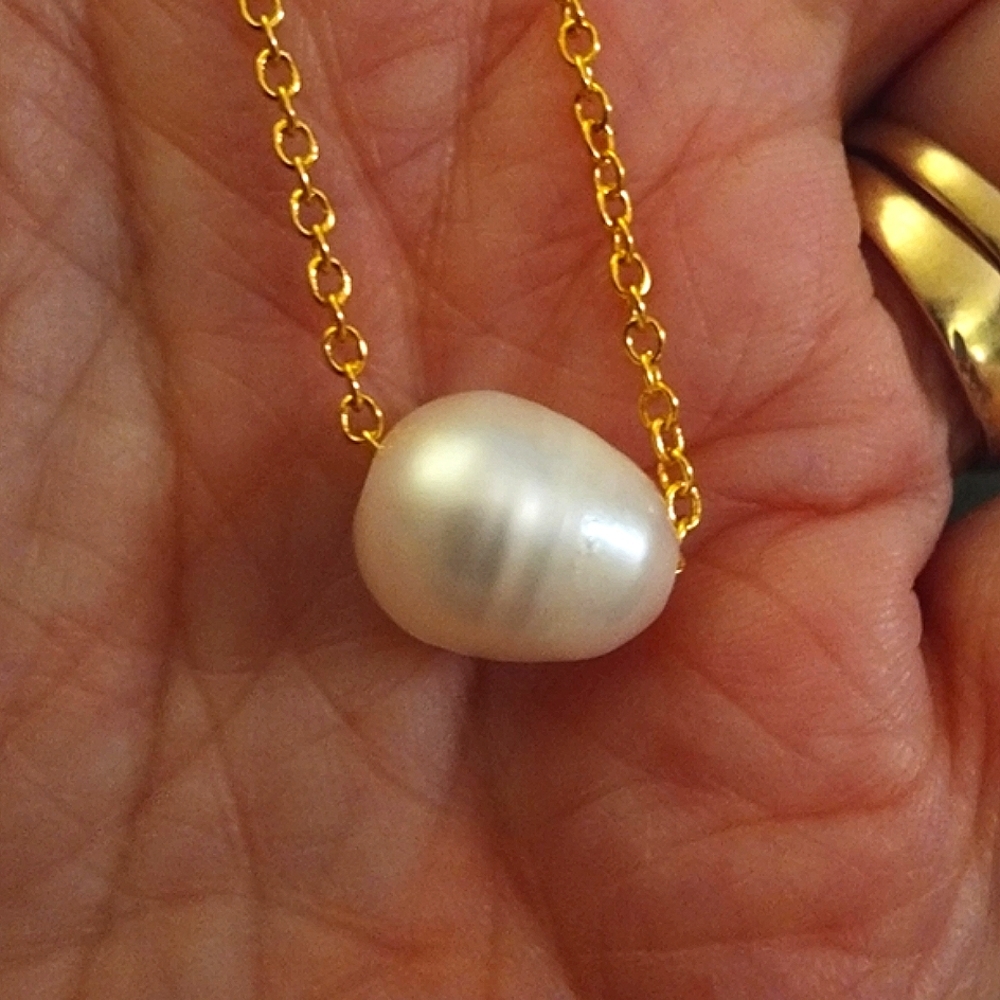 Last One GENUINE Freshwater Pearl Necklace 925S Plate 20 inch Chain